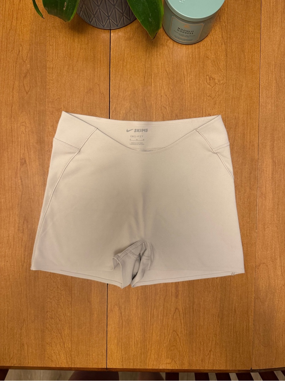 Nike SKIMS DRI-FIT Soft Stretch Bike Shorts in Light Beige